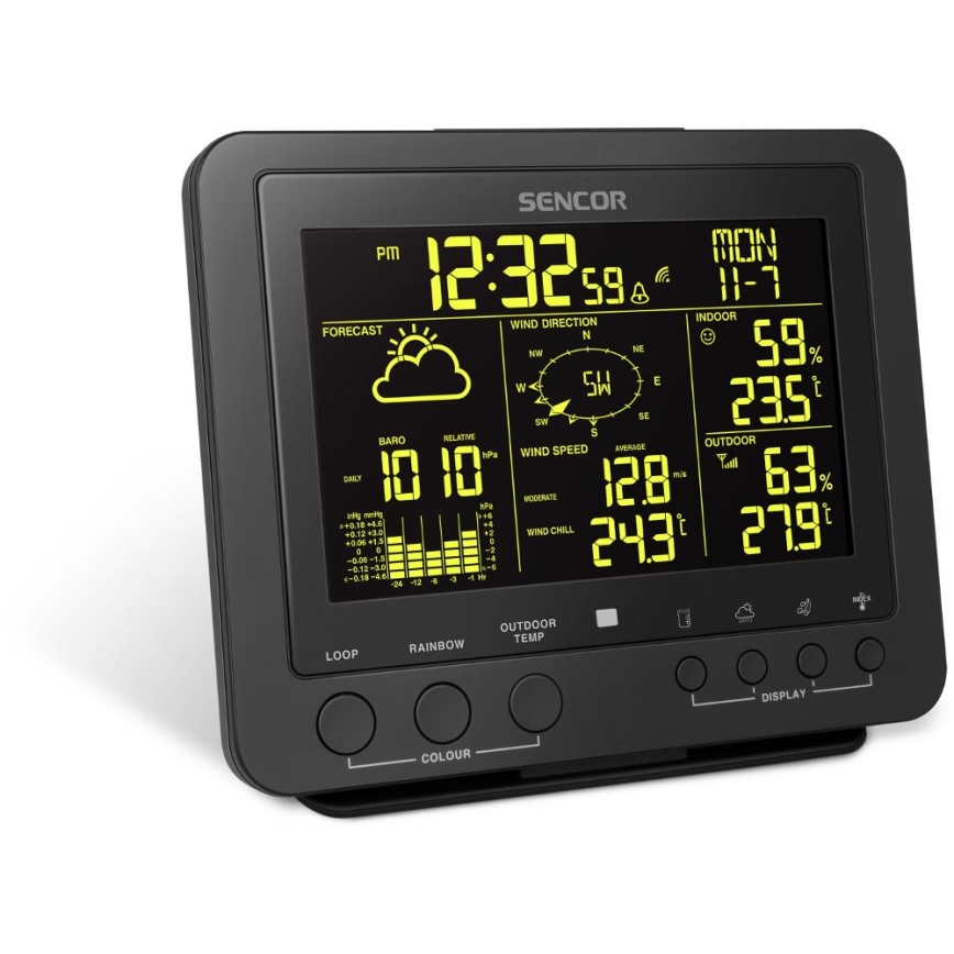 Sencor - Profesionalna meteostanica sa LCD displejem u boji 5V/1xCR2032 + 3xAA