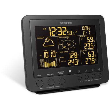 Sencor - Profesionalna meteostanica sa LCD displejem u boji 5V/1xCR2032 + 3xAA