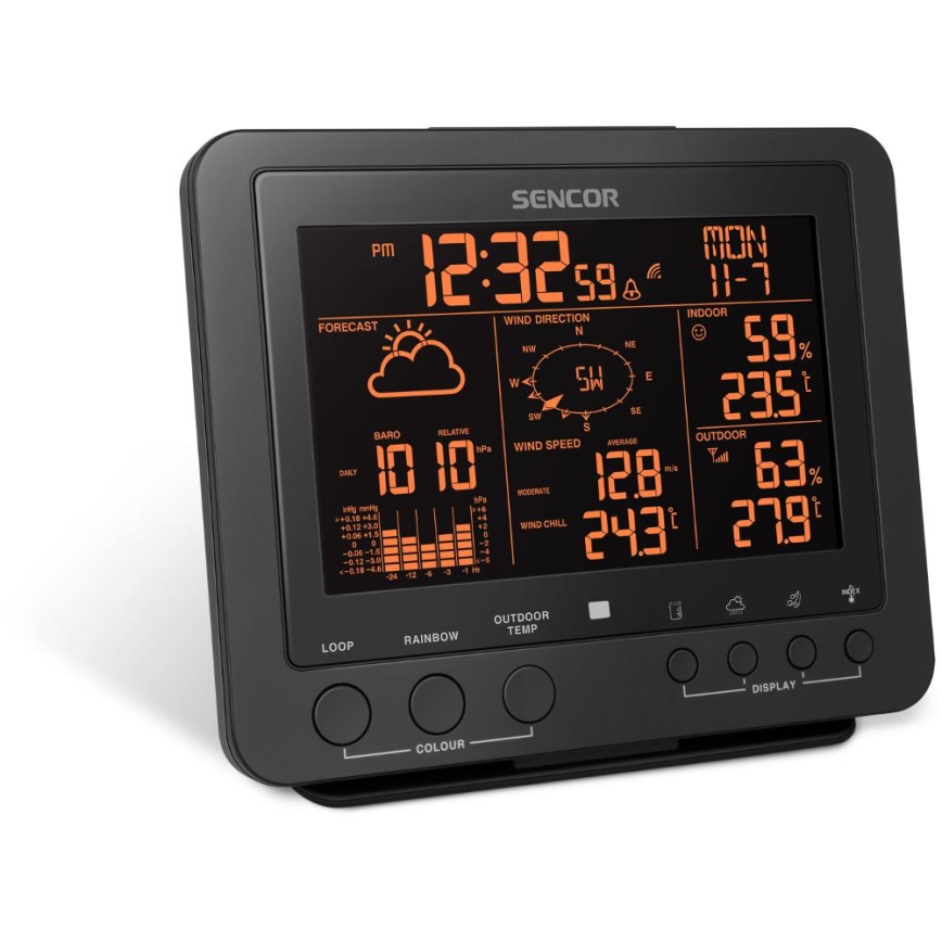 Sencor - Profesionalna meteostanica sa LCD displejem u boji 5V/1xCR2032 + 3xAA