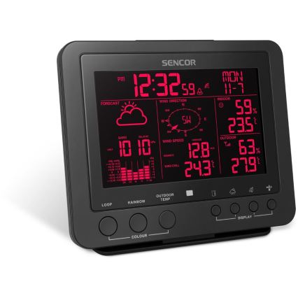 Sencor - Profesionalna meteostanica sa LCD displejem u boji 5V/1xCR2032 + 3xAA