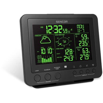 Sencor - Profesionalna meteostanica sa LCD displejem u boji 5V/1xCR2032 + 3xAA
