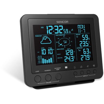 Sencor - Profesionalna meteostanica sa LCD displejem u boji 5V/1xCR2032 + 3xAA