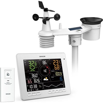 Sencor - Profesionalna meteostanica sa LCD displejom u boji 5V 1xCR2032 + 3xAA + 2xAA Wi-Fi Tuya