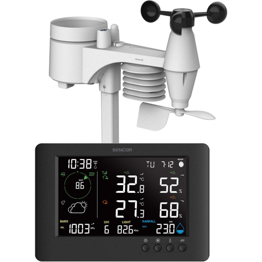 Sencor - Profesionalna meteorološka stanica sa LCD displejem u boji i budilnikom 5V/1xCR2032 + 3xAA Wi-Fi