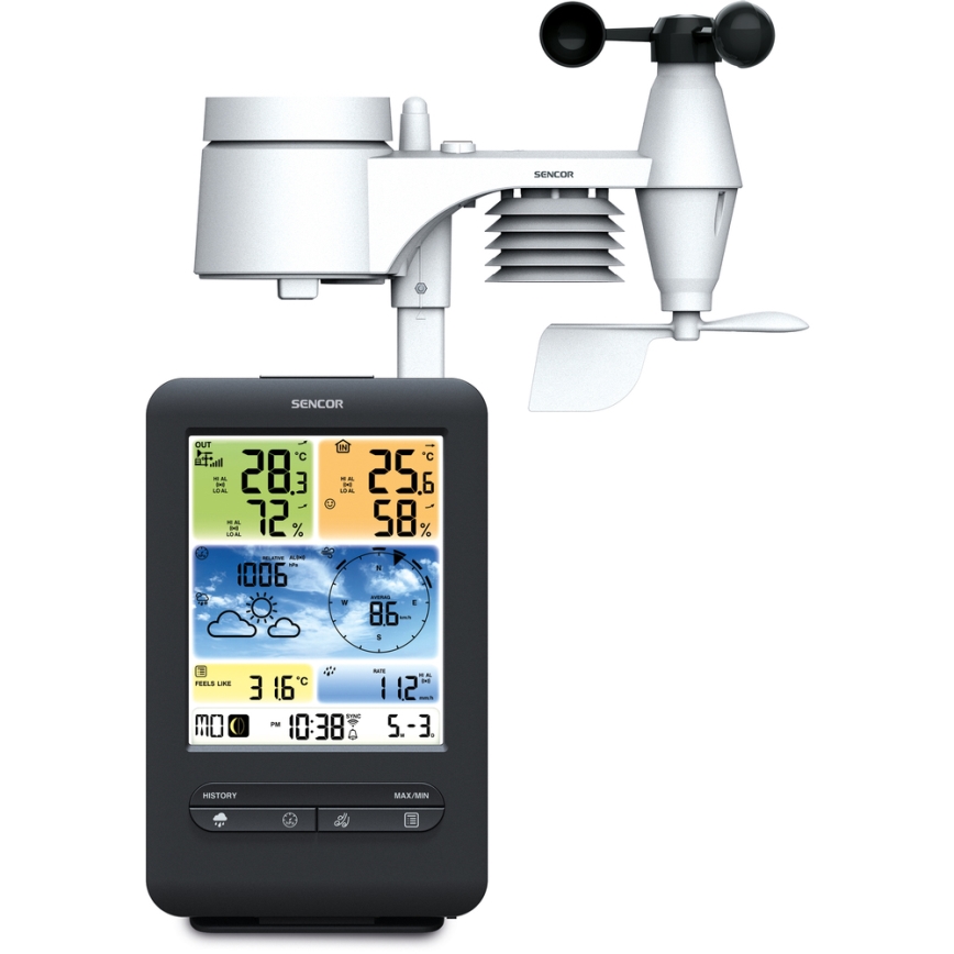 Sencor - Profesionalna meteorološka stanica sa LCD ekranom u boji 1xCR2032 + 3xAA Wi-Fi