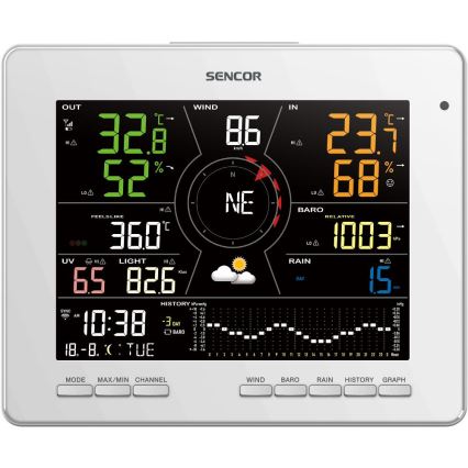 Sencor - Profesionalna meteostanica sa LCD displejom u boji 5V 1xCR2032 + 3xAA + 2xAA Wi-Fi Tuya