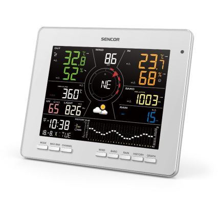 Sencor - Profesionalna meteostanica sa LCD displejom u boji 5V 1xCR2032 + 3xAA + 2xAA Wi-Fi Tuya