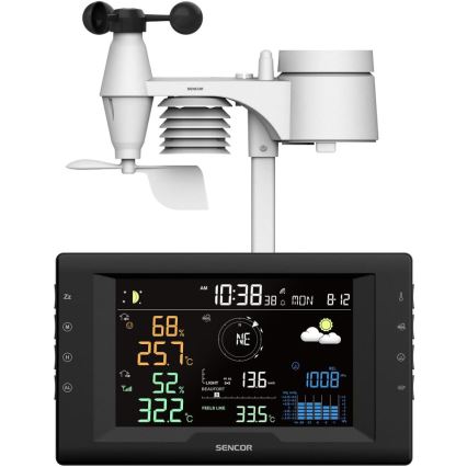 Sencor - Profesionalna meteorološka stanica sa LCD displejem u boji i budilnikom 5V/1xCR2032 + 3xAA