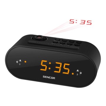 Sencor - Radio-budilnik sa LED displejom i projektorom 5W/230V 1xCR2032 crna