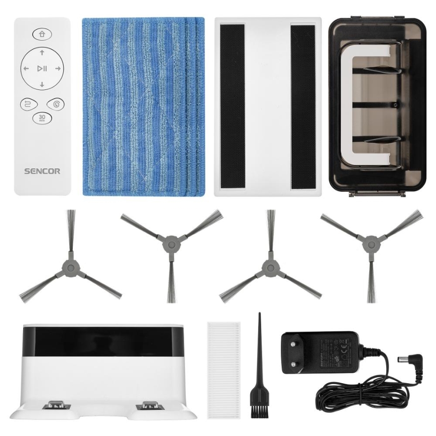 Sencor - Robotski usisivač sa mopom 2 u 1, 18W/1500 mAh, beo + daljinsko upravljanje