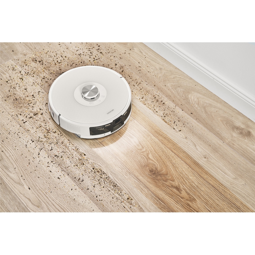 Sencor - Robotski usisivač sa mopom 2u1 50W/5000 mAh Wi-Fi bela + daljinski upravljač
