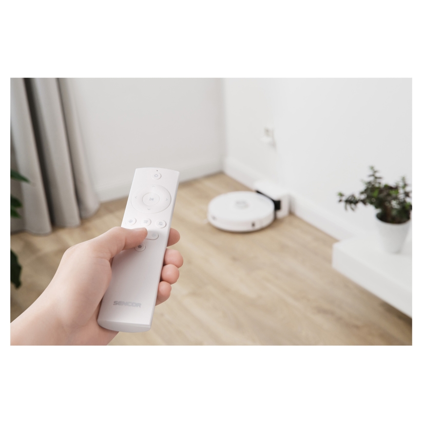 Sencor - Robotski usisivač sa mopom 2u1 50W/5000 mAh Wi-Fi bela + daljinski upravljač
