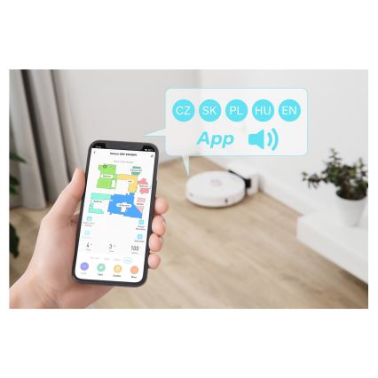 Sencor - Robotski usisivač sa mopom 2u1 50W/5000 mAh Wi-Fi bela + daljinski upravljač