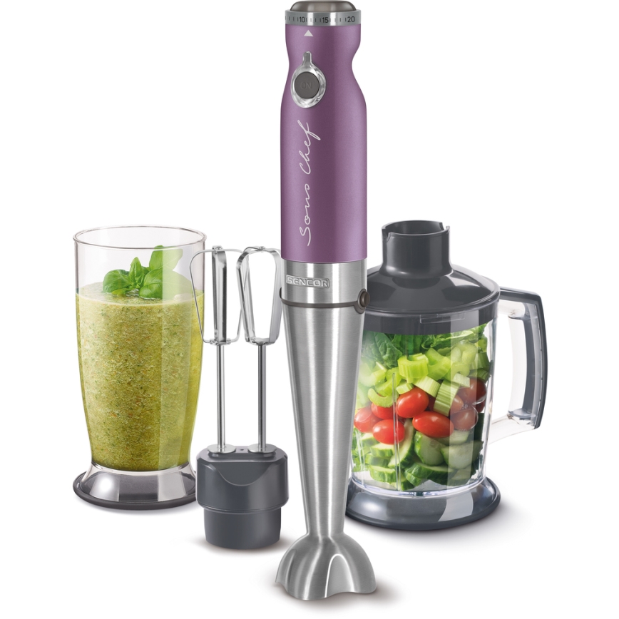 Sencor - Štapni blender 4u1 1200W/230V inox/ljubičasta