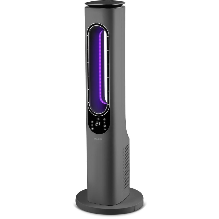 Sencor - Stojeći bezlopatni ventilator sa keramičkim grejnim telom 1200/2000W/230V antracit + daljinski upravljač