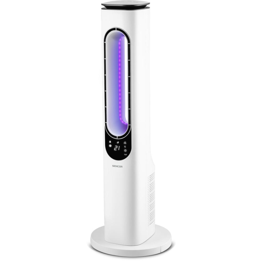 Sencor - Stojeći bezlopatni ventilator 50W/230V beli + daljinski upravljač