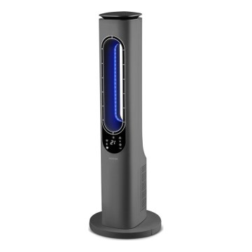 Sencor - Stojeći bezlopatni ventilator sa keramičkim grejnim telom 1200/2000W/230V antracit + daljinski upravljač