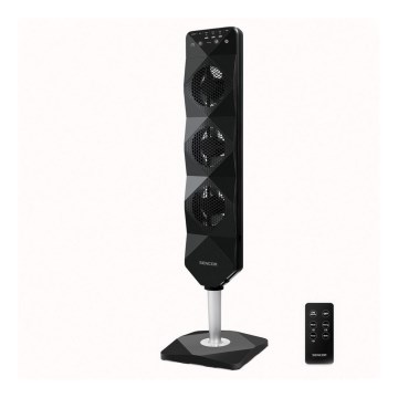 Sencor - Stojeći ventilator UltraThin 90W/230V u crnoj boji + daljinski upravljač