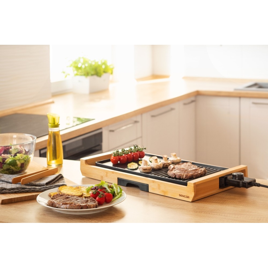 Sencor - Stoni električni roštilj 1800W/230V bambus