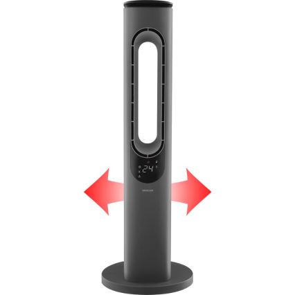 Sencor - Stajaći bezlopatni keramički ventilator 1200/2000 W, 230 V, antracit + daljinski upravljač