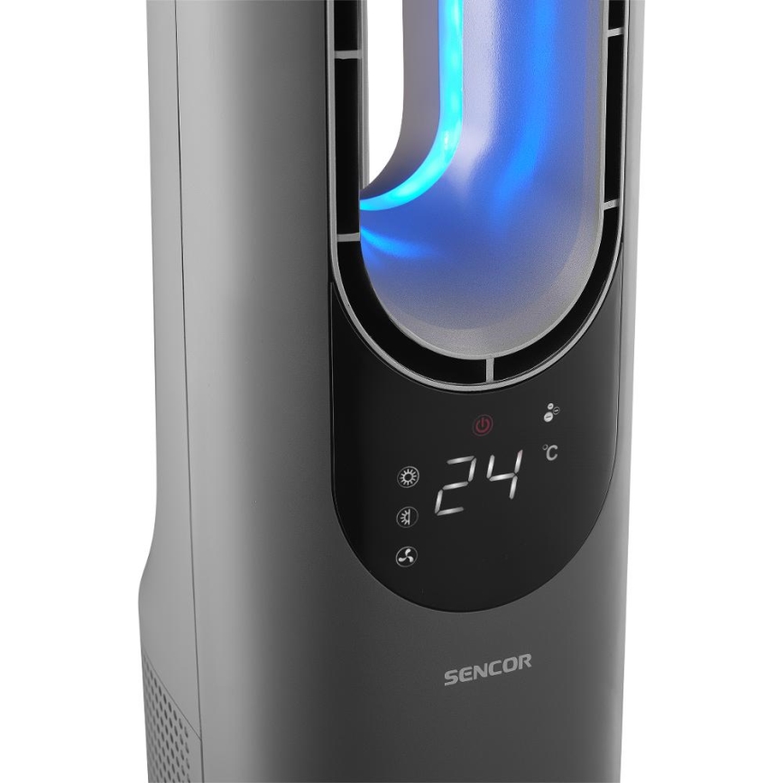 Sencor - Stajaći bezlopatni keramički ventilator 1200/2000 W, 230 V, antracit + daljinski upravljač