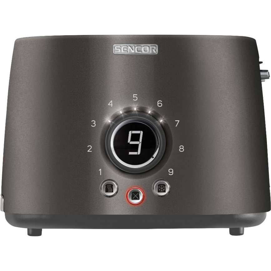 Sencor - Toster sa dva otvora i rešetkom za podgrevanje 1000W/230V antracit