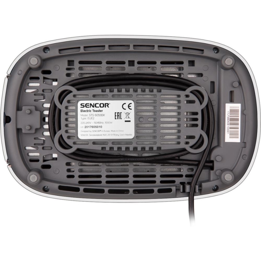 Sencor - Toster sa dva otvora i rešetkom za podgrevanje 1000W/230V antracit