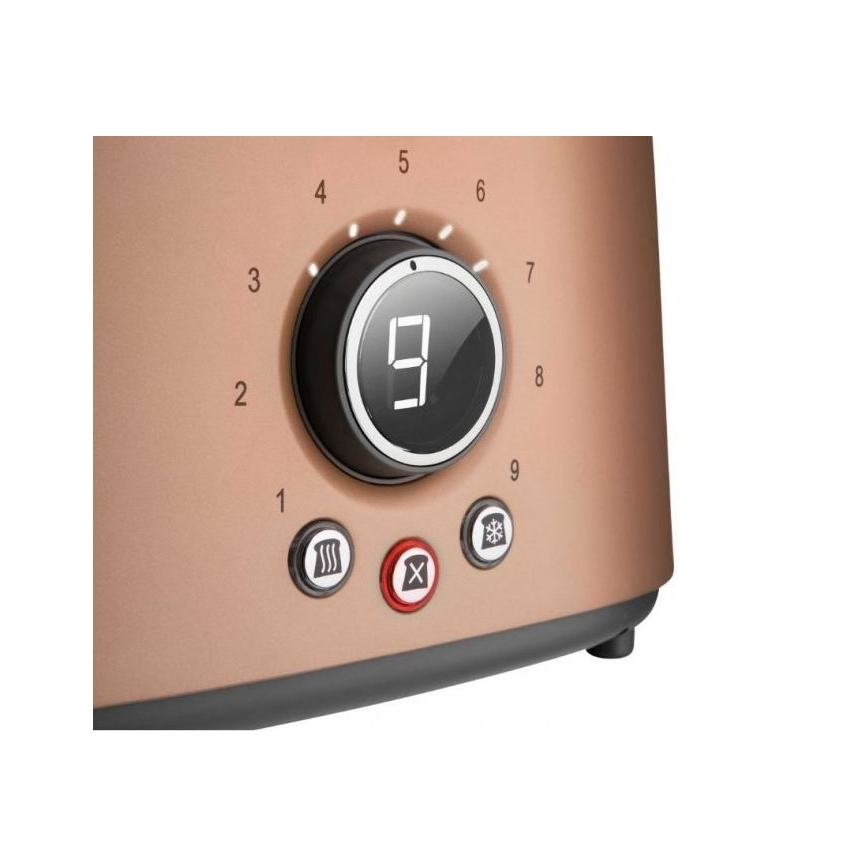 Sencor - Toster sa dva otvora i rešetkom za podgrevanje 1000W/230V bakarne boje