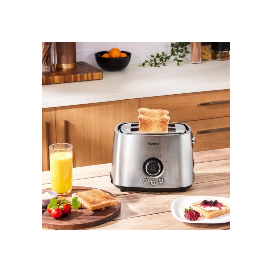 Sencor - Toster sa dva otvora i rešetkom za podgrevanje 1000W/230V srebrna