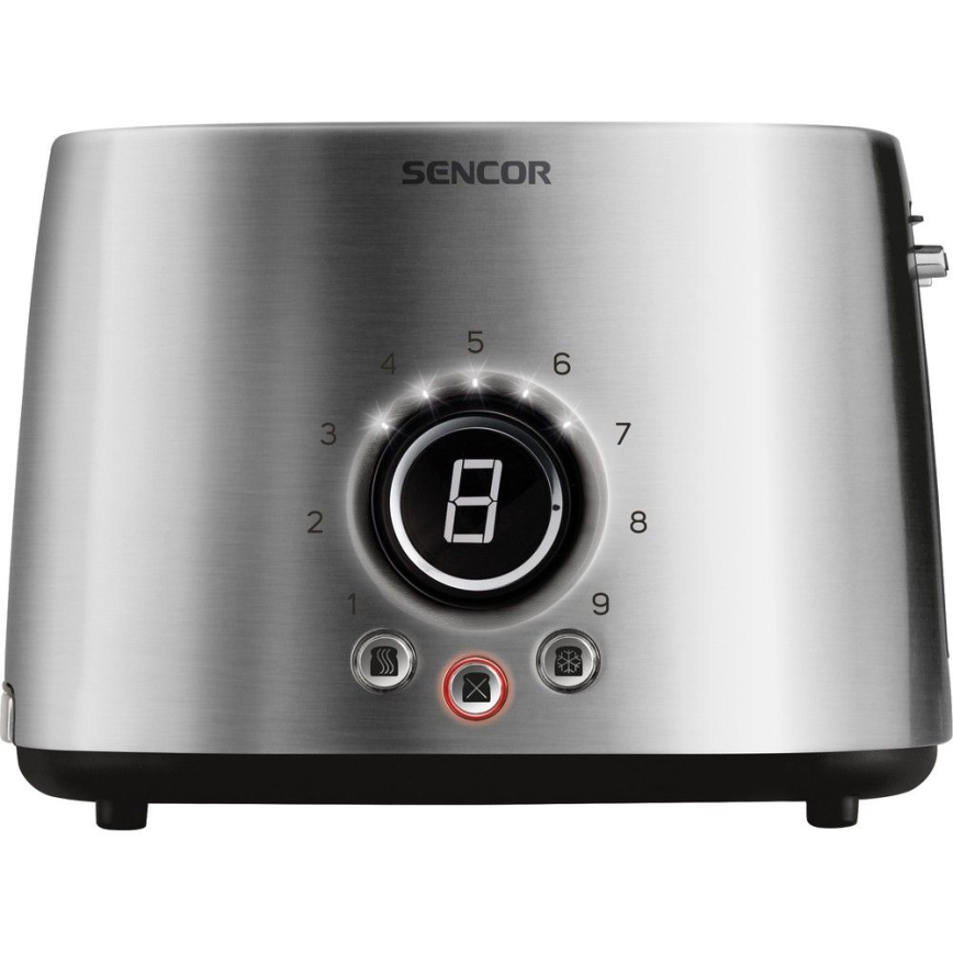 Sencor - Toster sa dva otvora i rešetkom za podgrevanje 1000W/230V srebrna