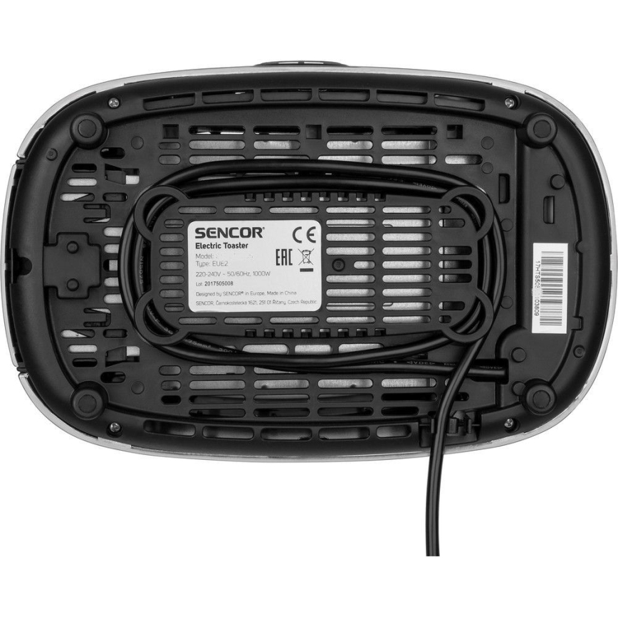 Sencor - Toster sa dva otvora i rešetkom za podgrevanje 1000W/230V srebrna