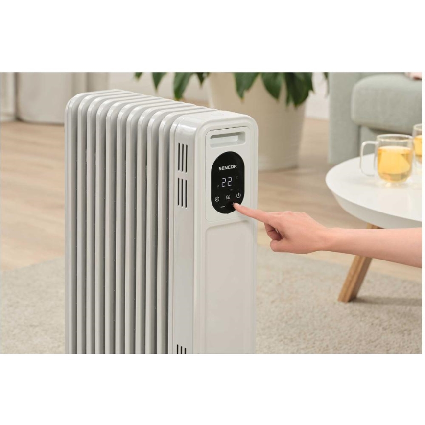 Sencor - Uljni radijator sa 11 rebara 1000/2300W/230V, beo, sa daljinskim upravljačem
