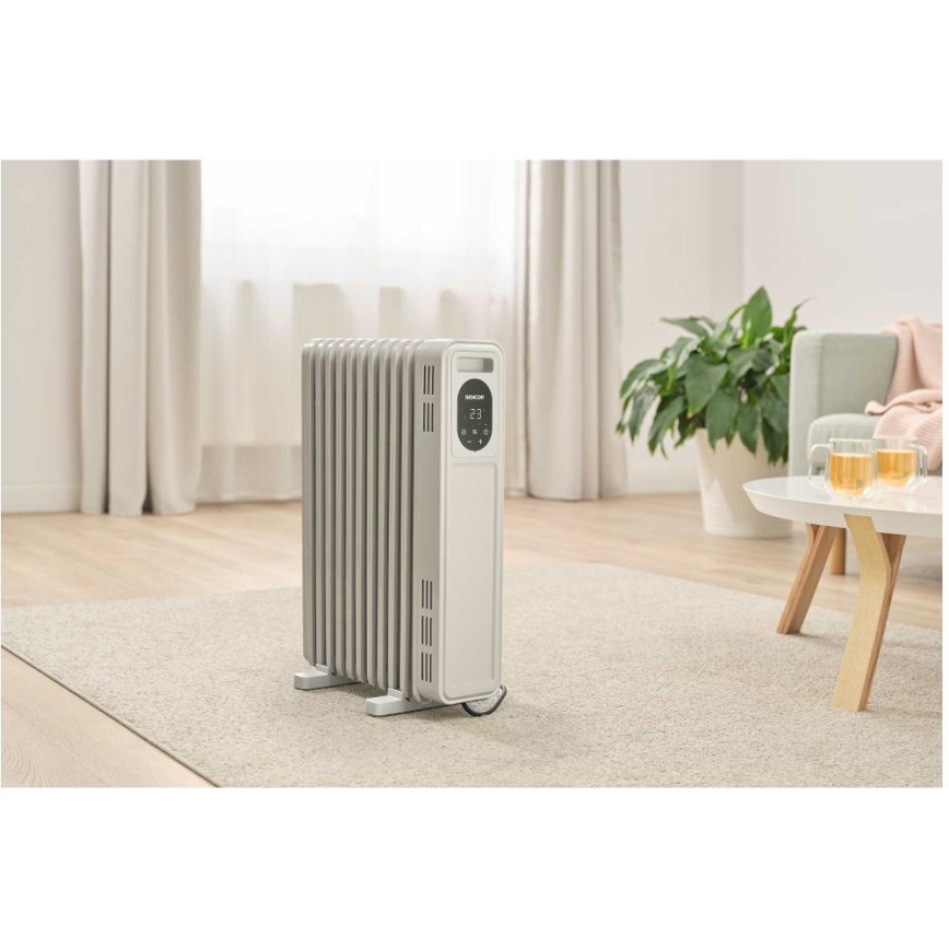 Sencor - Uljni radijator sa 11 rebara 1000/2300W/230V, beo, sa daljinskim upravljačem