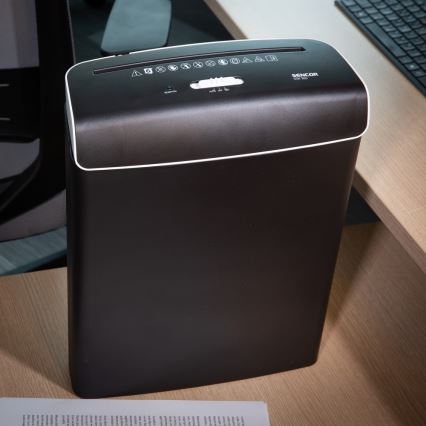 Sencor - Uništavač papira A4, zapremina 7 l, 230V, crne boje