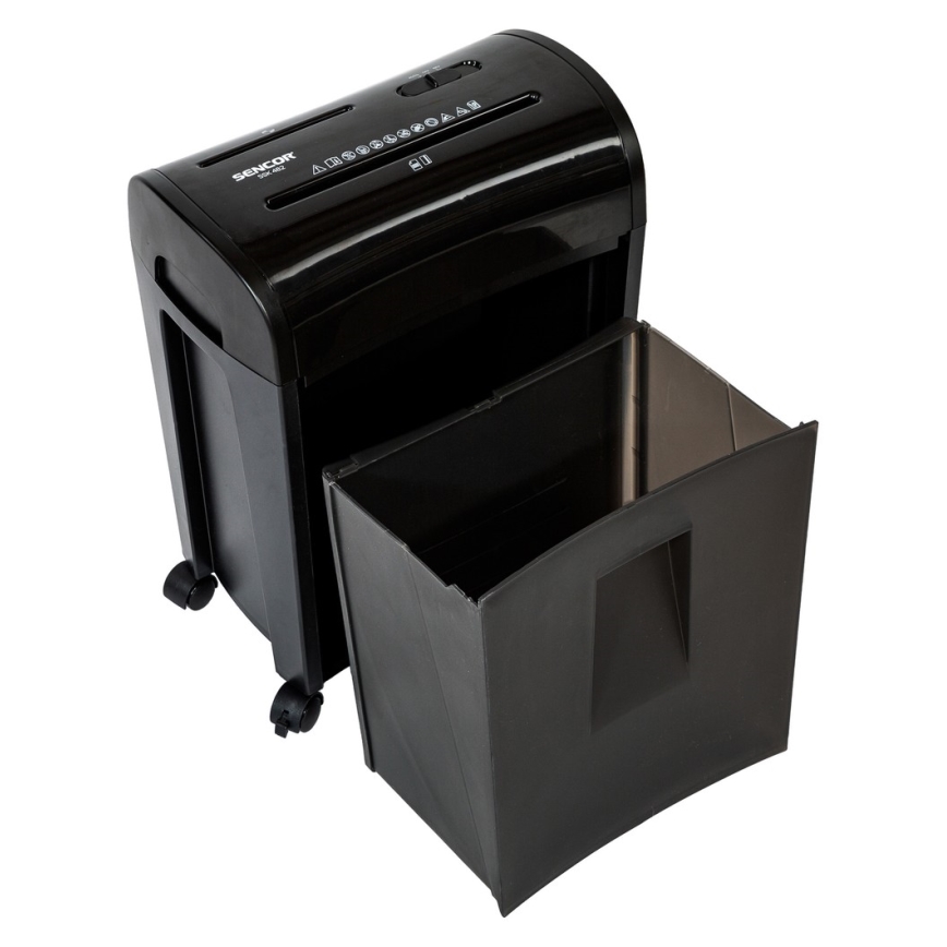Sencor - Uništivač za CD i A4 papir, zapremina 14 l, 230V, crna