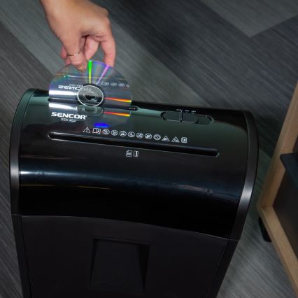 Sencor - Uništivač za CD i A4 papir, zapremina 14 l, 230V, crna