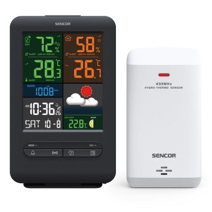 Sencor - Vremenska stanica sa LCD displejom u boji 5V/1xCR2032 + 2xAA
