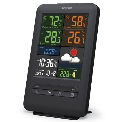 Sencor - Vremenska stanica sa LCD displejom u boji 5V/1xCR2032 + 2xAA
