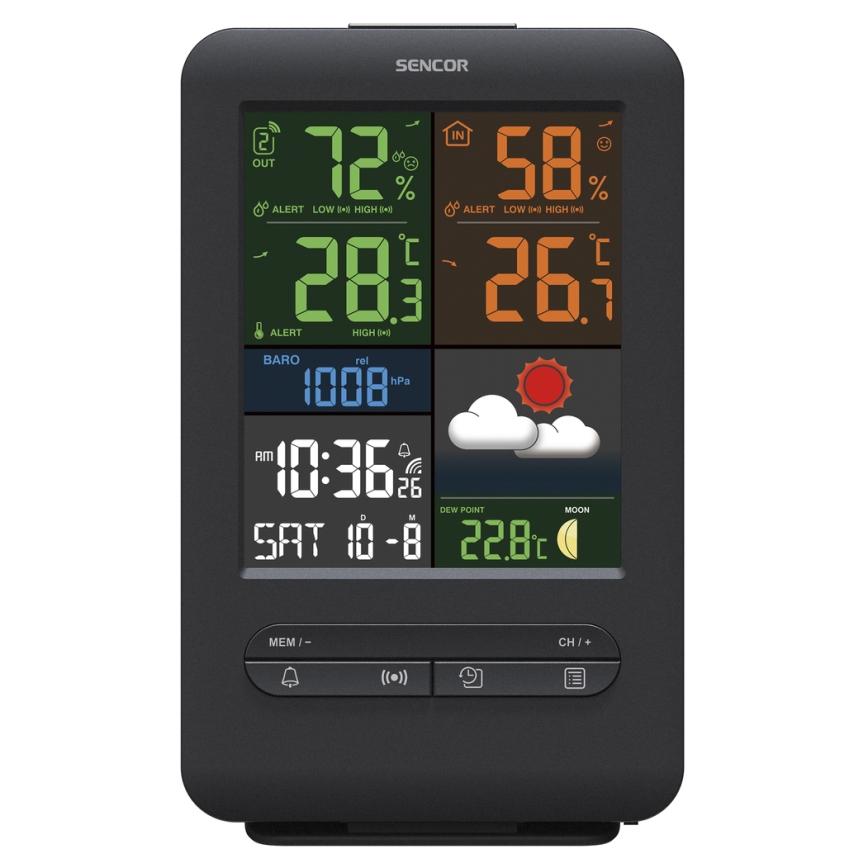 Sencor - Vremenska stanica sa LCD displejom u boji 5V/1xCR2032 + 2xAA
