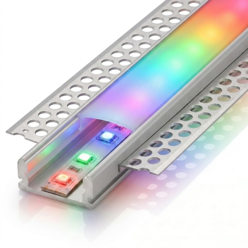 SET 1x LED RGBW prigušiva traka DIGITAL LED/16,5W/230V 5 m + 5x ugradni profil 1 m srebrna/bela + daljinski upravljač