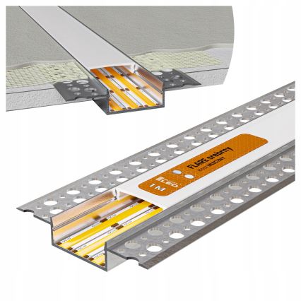 SET 1x LED RGBW prigušiva traka DIGITAL LED/16,5W/230V 5 m + 5x ugradni profil 1 m srebrna/bela + daljinski upravljač