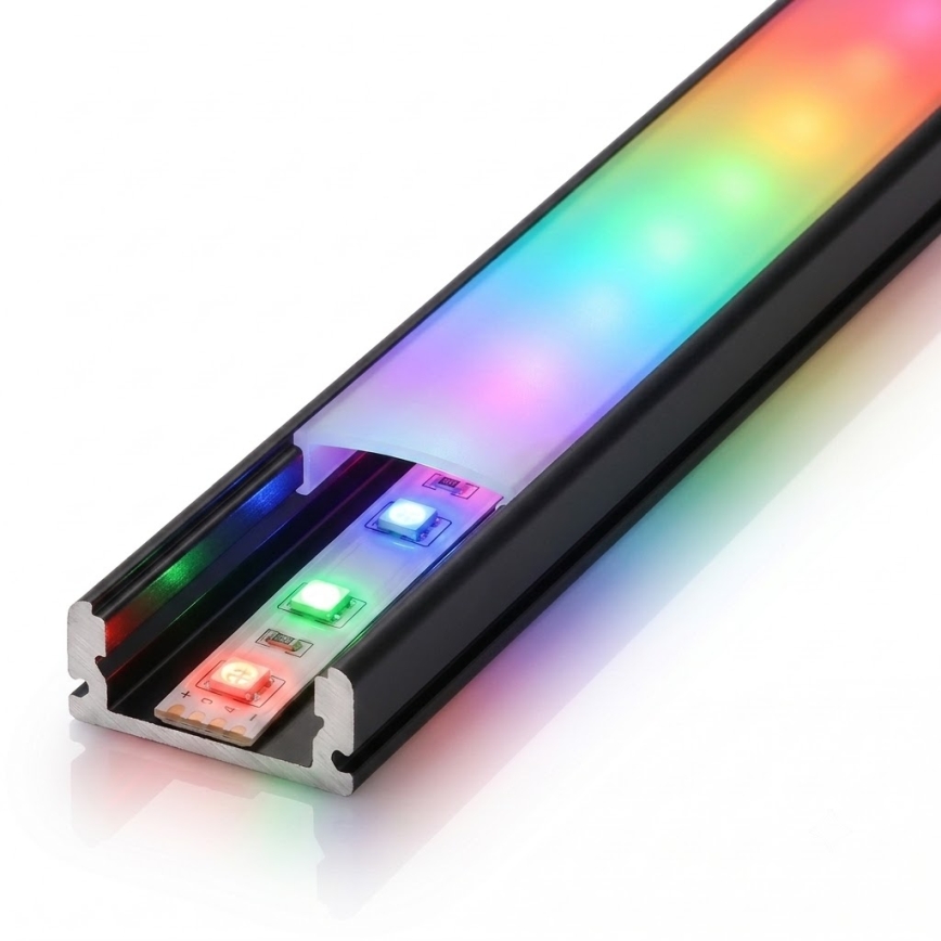 Komplet 1x LED RGBW prigušiva traka DIGITAL LED/9,6W/230V 3 m + 3x ugradni profil 1 m crni/beli + daljinski upravljač