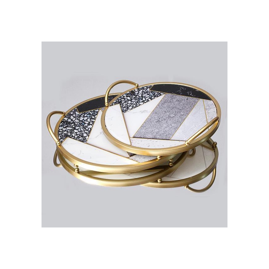 SET 2x dekorativna poslužavnika prečnika 35/30 cm, zlatni