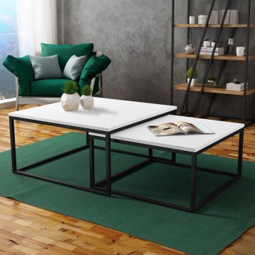 SET 2x klub stočić DUAL, beli/crni