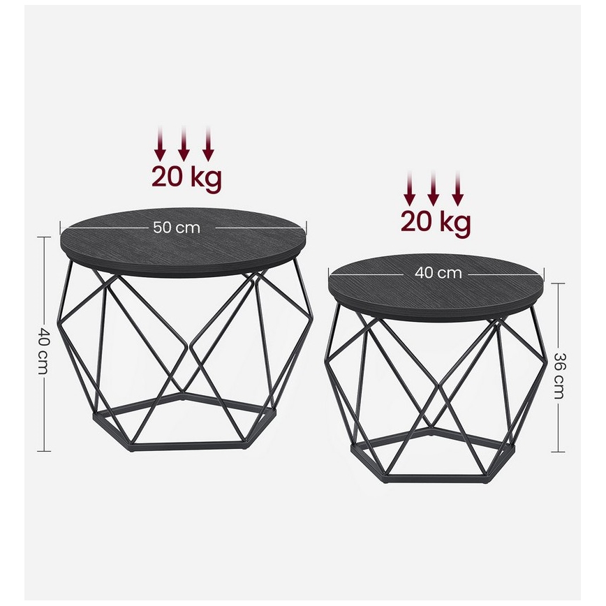 SET 2x Konferencijski stočić TALIA, crne boje