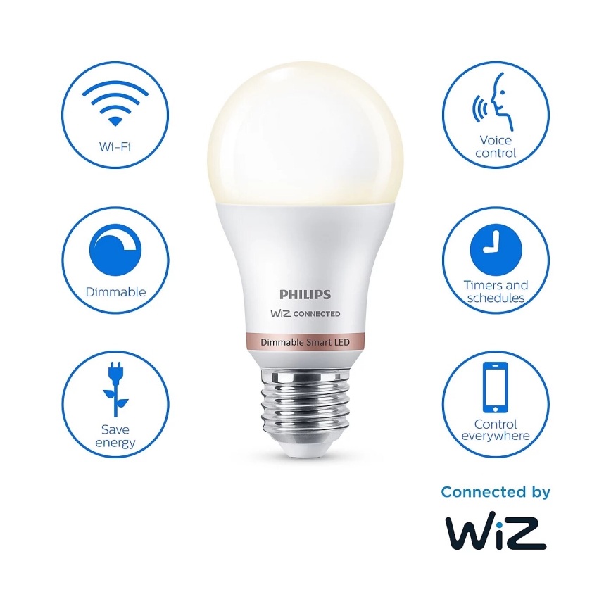 SET 2x LED prigušiva sijalica Philips A60 E27/8W/230V Wi-Fi