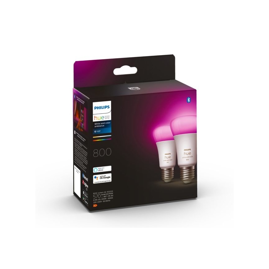 SET 2x LED prigušiva sijalica Philips Hue White And Color Ambiance A60 E27/6,5W/230V 2000-6500K