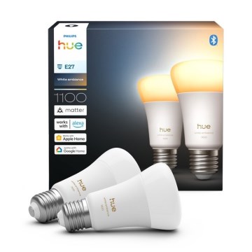 SET 2x LED prigušiva sijalica Philips Hue WHITE AMBIANCE E27/8,1W/230V 1000-20000K