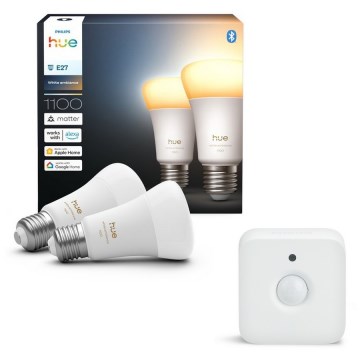 SET 2x LED prigušiva sijalica Philips Hue WHITE AMBIANCE E27/8,1W/230V 1000-20000K + senzor pokreta