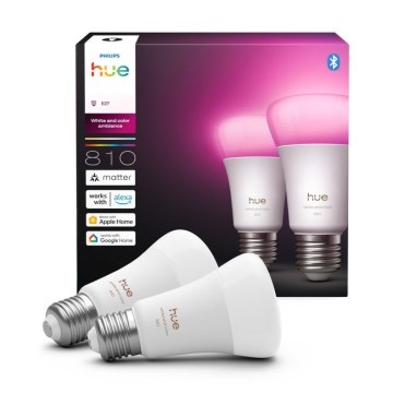 SET 2x LED prigušiva sijalica Philips Hue WHITE AND COLOR AMBIANCE E27/6W/230V 1000-20000K